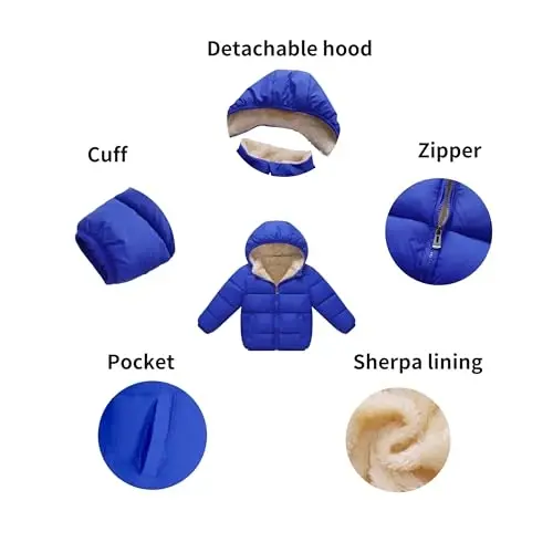 Toddler Baby Hooded Down Jacket Boys Girls Kids Thicken Warm Winter Coat Outerwear 1-7t - 4