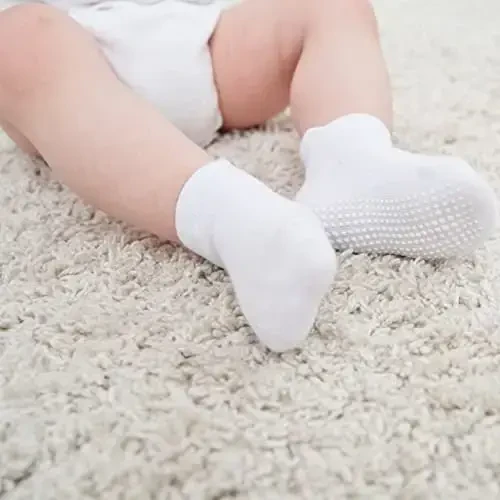 Zaples Baby Non Slip Grip Ankle Socks with Non Skid Soles for Infants Toddlers Kids Boys Girls - 6