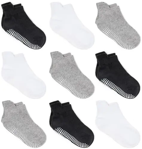 Zaples Baby Non Slip Grip Ankle Socks with Non Skid Soles for Infants Toddlers Kids Boys Girls 