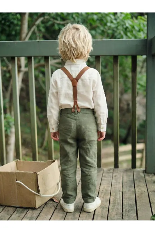 Bebek Keten 4 Parça Salopet Seti-HAKİ - 3