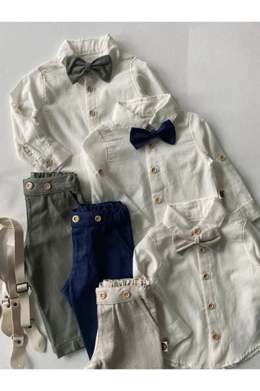 Bebek Keten 4 Parça Salopet Seti-HAKİ - 5