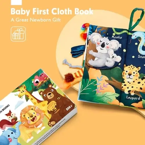 hahaland Baby Books 0-6 Months,Infant Tummy Time Toy Sensory Toys 6 to 12 Months Touch Feel Book Travel Toy Gifts for Boy Girl 0-3 Month Baby Shower Christmas Birthday Gifts Stocking Stuffers (Single) - 1