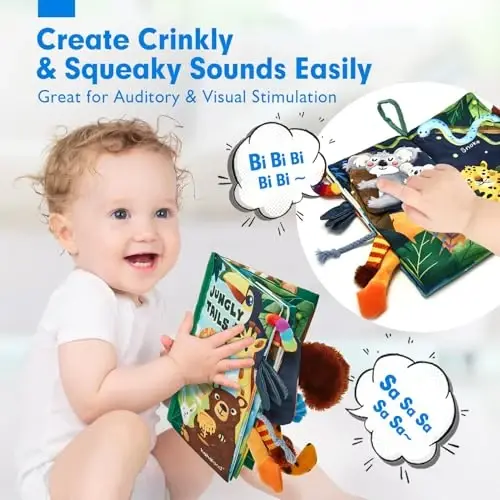 hahaland Baby Books 0-6 Months,Infant Tummy Time Toy Sensory Toys 6 to 12 Months Touch Feel Book Travel Toy Gifts for Boy Girl 0-3 Month Baby Shower Christmas Birthday Gifts Stocking Stuffers (Single) - 5
