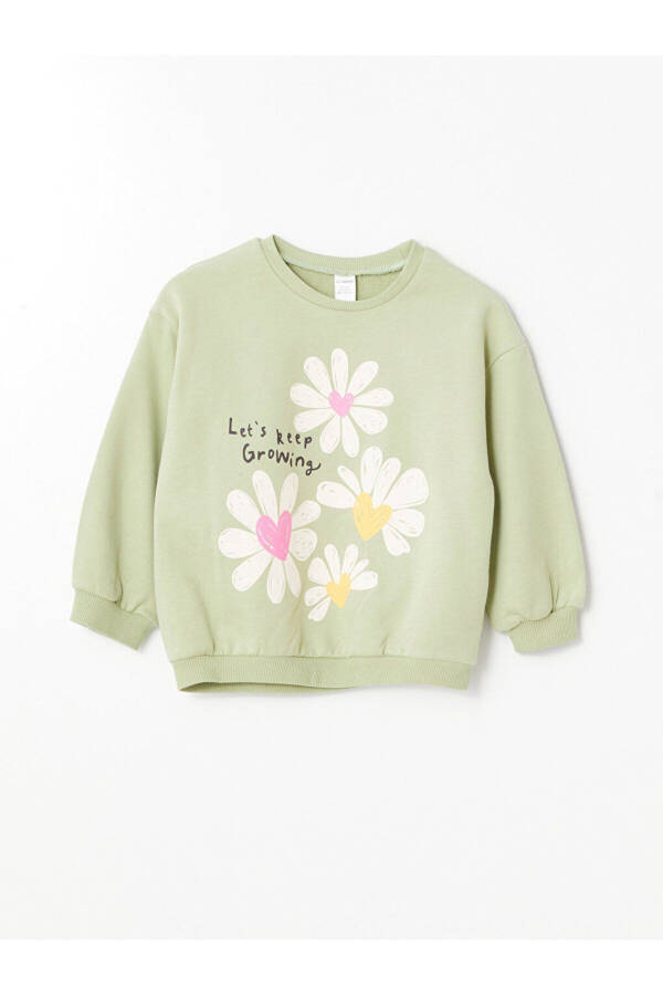 Bebek Kız Çiçekli Sweatshirt - 4