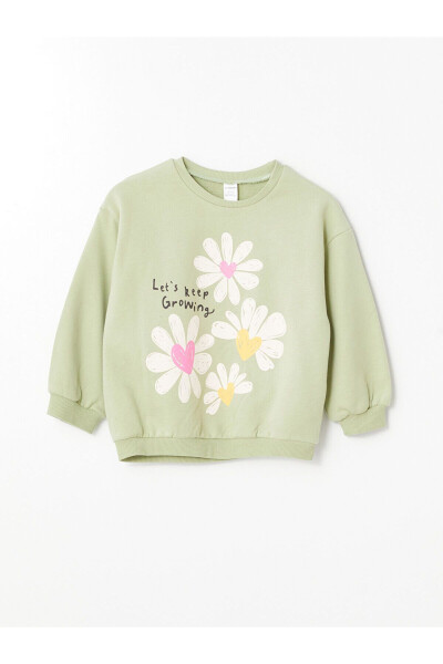 Bebek Kız Çiçekli Sweatshirt - 1