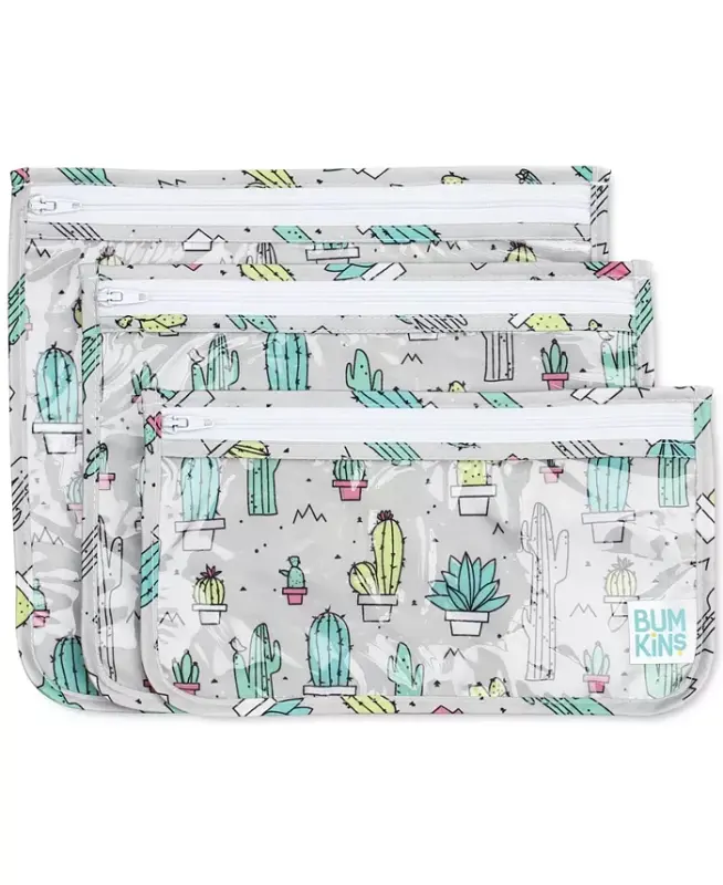 Baby Girls Printed Travel Water Resistant Bag, Pack of 3-Cactus - BUMKINS