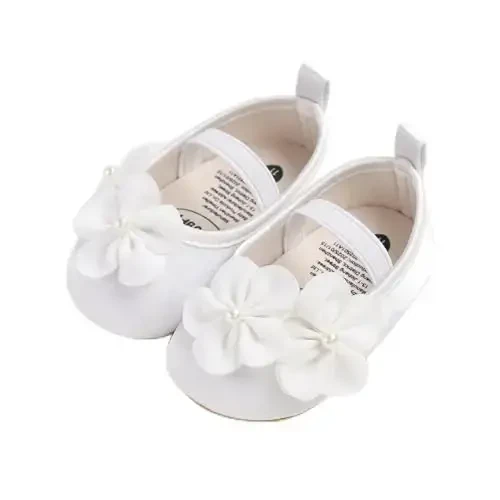 Baby Girls Mary Jane Flats Shoes with Non-Slip Soft Sole Toddler First Walkers Newborn Princess Dress Shoes - 1