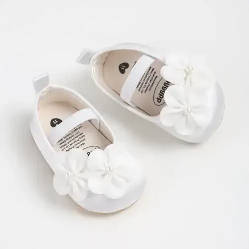 Baby Girls Mary Jane Flats Shoes with Non-Slip Soft Sole Toddler First Walkers Newborn Princess Dress Shoes - 4