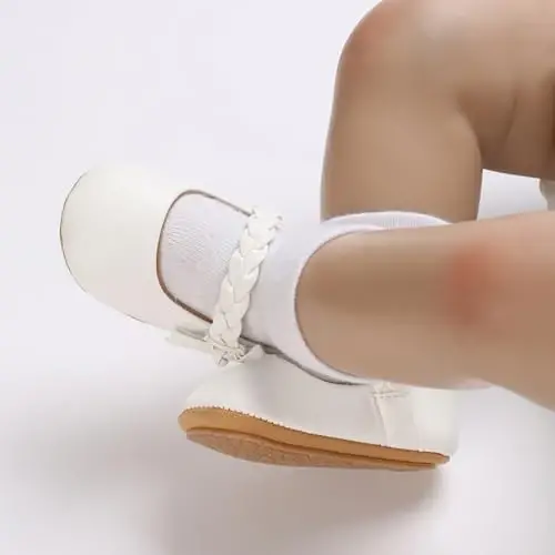 Baby Girls Mary Jane Flats Shoes with Non-Slip Soft Sole Toddler First Walkers Newborn Princess Dress Shoes - 4