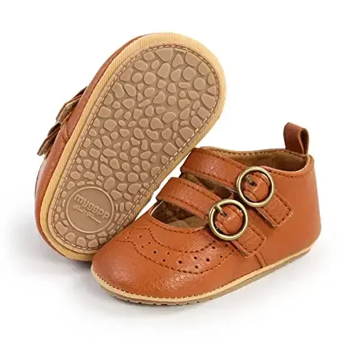 Baby Girls Mary Jane Flats Shoes with Non-Slip Soft Sole Toddler First Walkers Newborn Princess Dress Shoes - 4