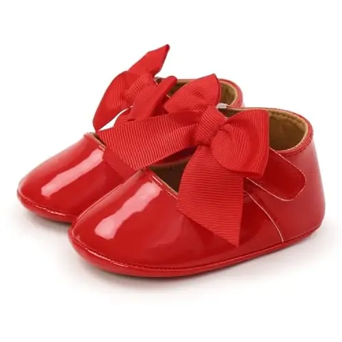Baby Girls Mary Jane Flats Shoes with Non-Slip Soft Sole Toddler First Walkers Newborn Princess Dress Shoes - 3