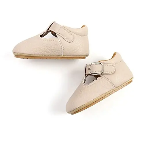 Baby Girls Mary Jane Flats Shoes with Non-Slip Soft Sole Toddler First Walkers Newborn Princess Dress Shoes - 5