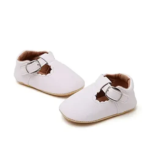 Baby Girls Mary Jane Flats Shoes with Non-Slip Soft Sole Toddler First Walkers Newborn Princess Dress Shoes - 4
