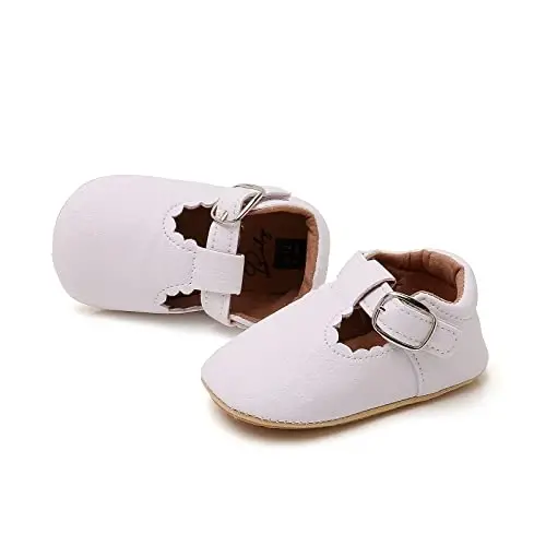 Baby Girls Mary Jane Flats Shoes with Non-Slip Soft Sole Toddler First Walkers Newborn Princess Dress Shoes - 5