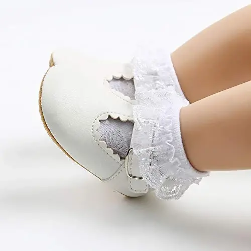 Baby Girls Mary Jane Flats Shoes with Non-Slip Soft Sole Toddler First Walkers Newborn Princess Dress Shoes - BABY (1)