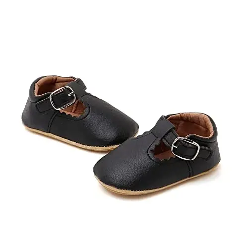 Baby Girls Mary Jane Flats Shoes with Non-Slip Soft Sole Toddler First Walkers Newborn Princess Dress Shoes - 4