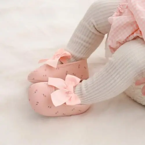 Baby Girls Mary Jane Flats Shoes with Non-Slip Soft Sole Toddler First Walkers Newborn Princess Dress Shoes - 6