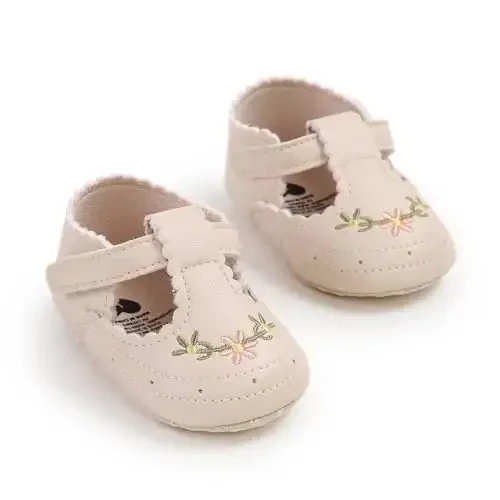 Baby Girls Mary Jane Flats Shoes with Non-Slip Soft Sole Toddler First Walkers Newborn Princess Dress Shoes - 4
