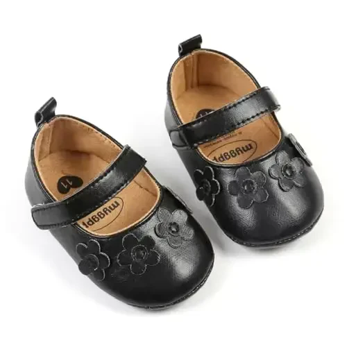 Baby Girls Mary Jane Flats Shoes with Non-Slip Soft Sole Toddler First Walkers Newborn Princess Dress Shoes - 4