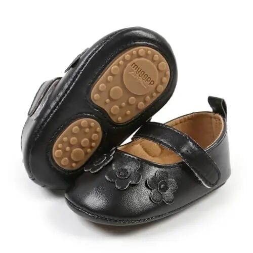 Baby Girls Mary Jane Flats Shoes with Non-Slip Soft Sole Toddler First Walkers Newborn Princess Dress Shoes - BABY