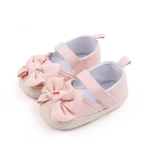 Baby Girls Mary Jane Flats Shoes with Non-Slip Soft Sole Toddler First Walkers Newborn Princess Dress Shoes - AKINGIO
