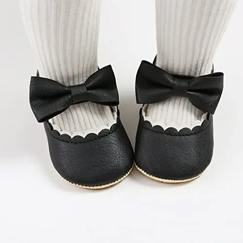 Baby Girls Mary Jane Flats Shoes with Non-Slip Soft Sole Toddler First Walkers Newborn Princess Dress Shoes - 3