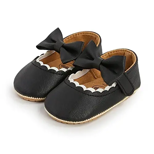 Baby Girls Mary Jane Flats Shoes with Non-Slip Soft Sole Toddler First Walkers Newborn Princess Dress Shoes - 4