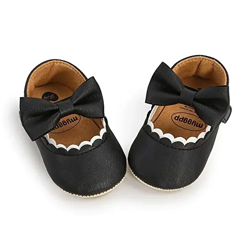 Baby Girls Mary Jane Flats Shoes with Non-Slip Soft Sole Toddler First Walkers Newborn Princess Dress Shoes - 5