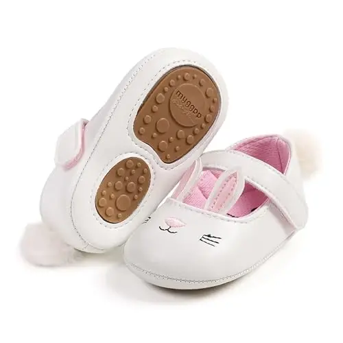 Baby Girls Mary Jane Flats Shoes with Non-Slip Soft Sole Toddler First Walkers Newborn Princess Dress Shoes - 1