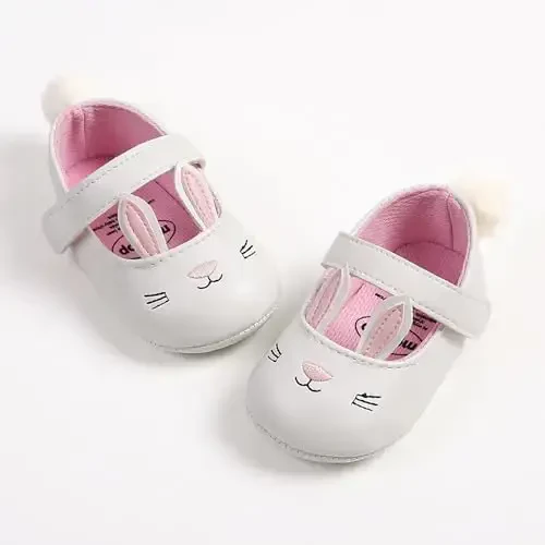 Baby Girls Mary Jane Flats Shoes with Non-Slip Soft Sole Toddler First Walkers Newborn Princess Dress Shoes - 4