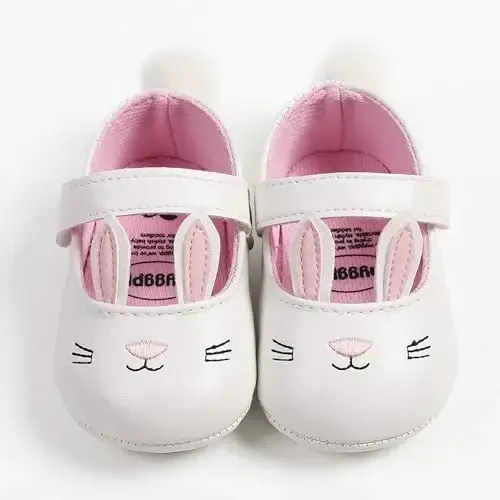 Baby Girls Mary Jane Flats Shoes with Non-Slip Soft Sole Toddler First Walkers Newborn Princess Dress Shoes - 5