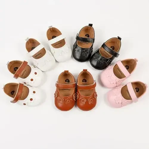 Baby Girls Mary Jane Flats Shoes with Non-Slip Soft Sole Toddler First Walkers Newborn Princess Dress Shoes - 2