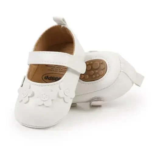 Baby Girls Mary Jane Flats Shoes with Non-Slip Soft Sole Toddler First Walkers Newborn Princess Dress Shoes - 5