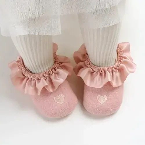 Baby Girls Mary Jane Flats Shoes with Non-Slip Soft Sole Toddler First Walkers Newborn Princess Dress Shoes - 3