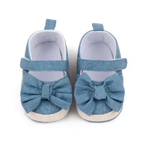 Baby Girls Mary Jane Flats Shoes with Non-Slip Soft Sole Toddler First Walkers Newborn Princess Dress Shoes - 5