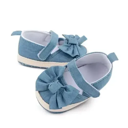 Baby Girls Mary Jane Flats Shoes with Non-Slip Soft Sole Toddler First Walkers Newborn Princess Dress Shoes - 4