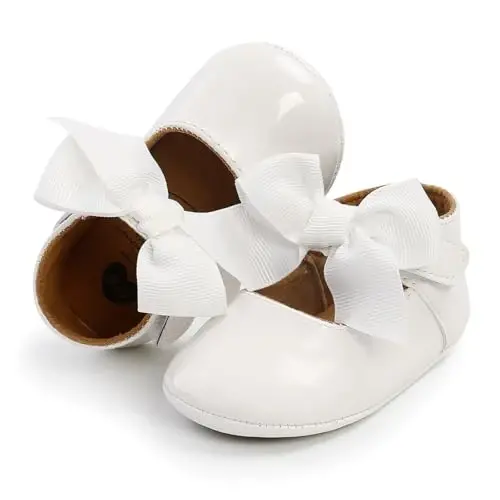 Baby Girls Mary Jane Flats Shoes with Non-Slip Soft Sole Toddler First Walkers Newborn Princess Dress Shoes - 5