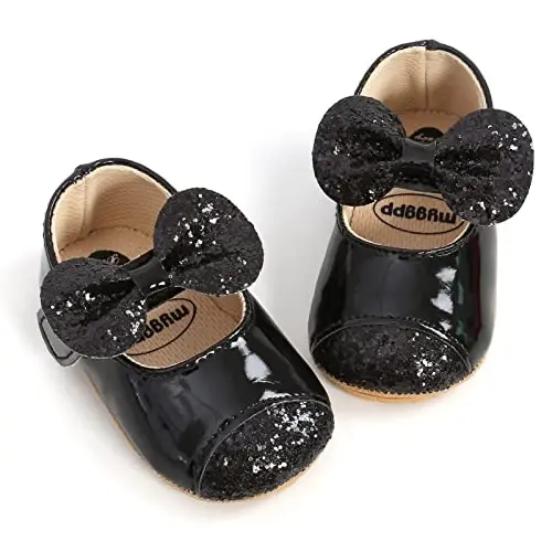 Baby Girls Mary Jane Flats Shoes with Non-Slip Soft Sole Toddler First Walkers Newborn Princess Dress Shoes - 5