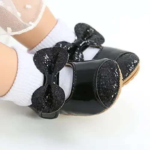 Baby Girls Mary Jane Flats Shoes with Non-Slip Soft Sole Toddler First Walkers Newborn Princess Dress Shoes - AKINGIO (1)