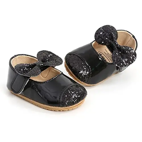 Baby Girls Mary Jane Flats Shoes with Non-Slip Soft Sole Toddler First Walkers Newborn Princess Dress Shoes - 4