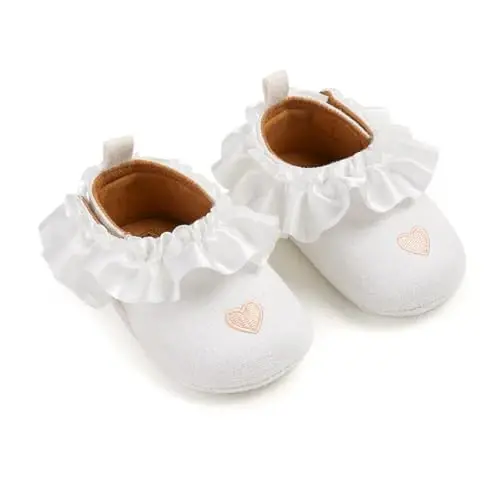 Baby Girls Mary Jane Flats Shoes with Non-Slip Soft Sole Toddler First Walkers Newborn Princess Dress Shoes - 4