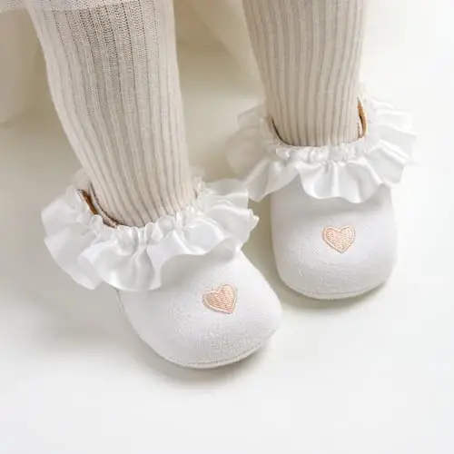 Baby Girls Mary Jane Flats Shoes with Non-Slip Soft Sole Toddler First Walkers Newborn Princess Dress Shoes - 3