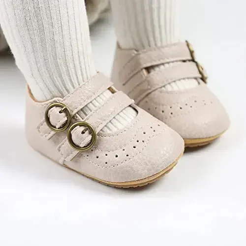 Baby Girls Mary Jane Flats Shoes with Non-Slip Soft Sole Toddler First Walkers Newborn Princess Dress Shoes - 2