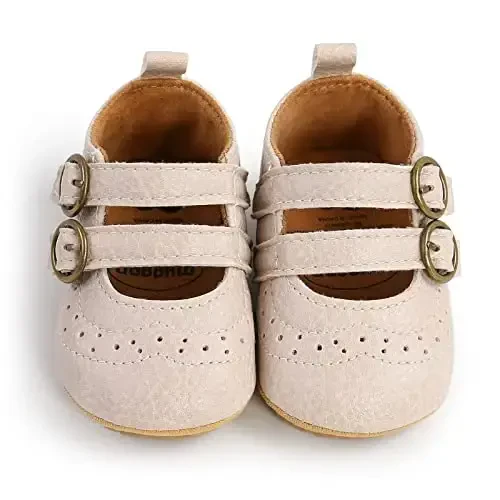 Baby Girls Mary Jane Flats Shoes with Non-Slip Soft Sole Toddler First Walkers Newborn Princess Dress Shoes - 5