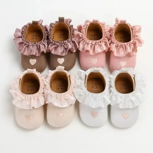 Baby Girls Mary Jane Flats Shoes with Non-Slip Soft Sole Toddler First Walkers Newborn Princess Dress Shoes - BABY (1)