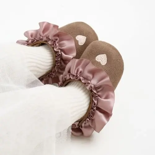 Baby Girls Mary Jane Flats Shoes with Non-Slip Soft Sole Toddler First Walkers Newborn Princess Dress Shoes - 3