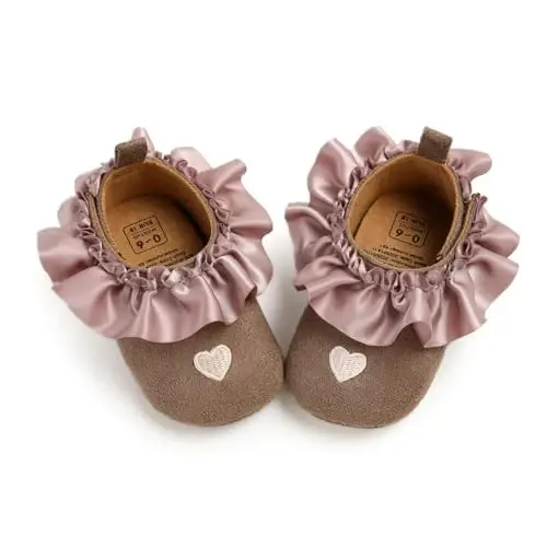 Baby Girls Mary Jane Flats Shoes with Non-Slip Soft Sole Toddler First Walkers Newborn Princess Dress Shoes - 6