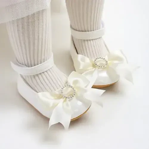 Baby Girls Mary Jane Flats Shoes with Non-Slip Soft Sole Toddler First Walkers Newborn Princess Dress Shoes - 2