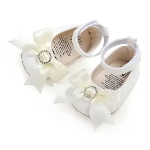 Baby Girls Mary Jane Flats Shoes with Non-Slip Soft Sole Toddler First Walkers Newborn Princess Dress Shoes - 3