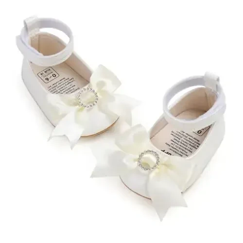 Baby Girls Mary Jane Flats Shoes with Non-Slip Soft Sole Toddler First Walkers Newborn Princess Dress Shoes - 4